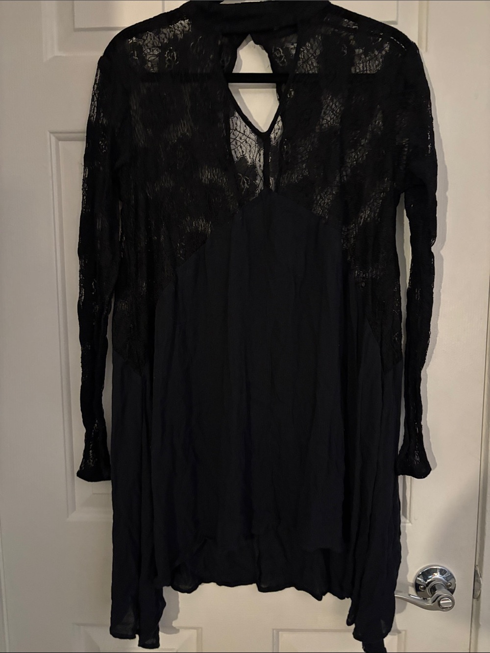 Volcom Black Lace Yoke Long-Sleeve Dress